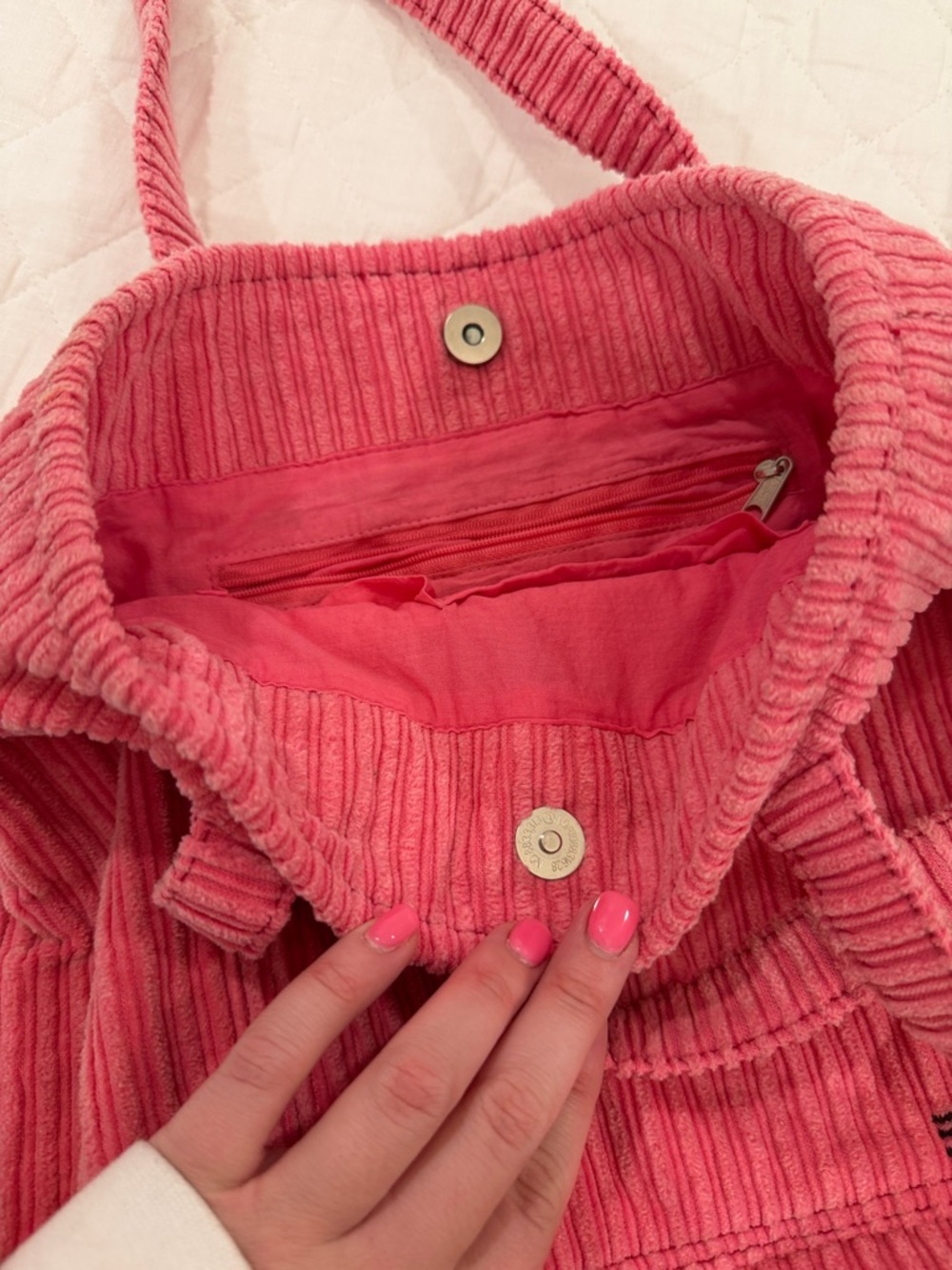 BDG Rose Corduroy Tote with Front Patch Pocket - Picture 3 of 4